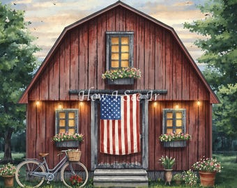 Patriotic primitive barn red white blue decor wreath sign