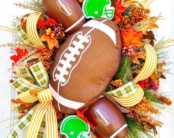Football party team season fall large autumn door wreath swag