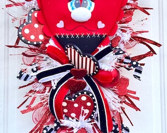 Valentine’s Day black and red decor love you heart rose Decor wreath