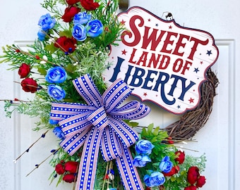250 patriotic America red white blue large Decor wreath