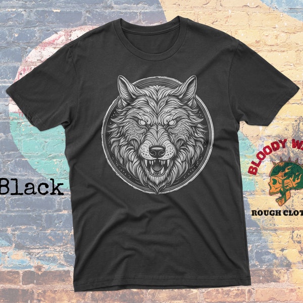 Fenrir Wolf Shirt, Pagan Clothing, Asatru, Viking Style Clothing, Celtic, Dark Mori, Norse Mythology, Norse Pagan, Heathen, Distressed retro