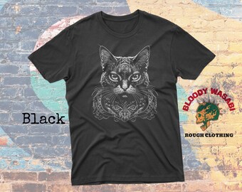 サイケデリック キャット T シャツ | トリッピー パンク シャツ | ゴシック オルタナティブ ファッション | グランジ ダーク 美的ファッション | クラスト パンク グランジ