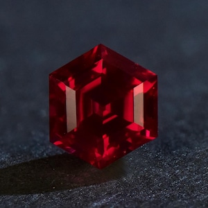 Hexagon Lab Created Ruby Loose Stone,Pigeon Blood Red Faceted Synthetic Gemston Loose
