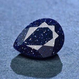 Blue Sandstone Loose Stone, Faceted Pear Shape Gemstone Loose