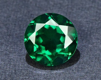 Lab Created Zambia Emerald Loose Stone,Faceted Round Shape Gemstone Loose