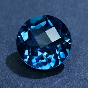 Natural London Blue Round Topaz Loose Stone,Lattice Plane Faceted Gemstone Loose,for Jewelry Making