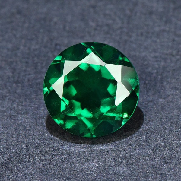 Lab Created Zambia Emerald Loose Stone,Faceted Round Shape Gemstone Loose