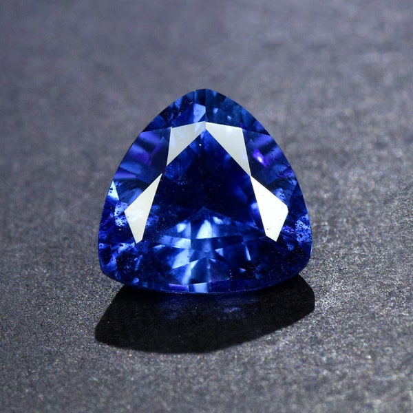 Royal Blue Sapphire Loose Stone,Faceted Trillion Cut Lab Created Loose Gemstone