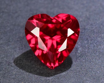 Pigeon Blood Red Ruby Loose Stone,Lab Created Faceted Heart Shape Gemstone Loose