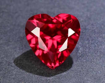 Pigeon Blood Red Ruby Loose Stone,Lab Created Faceted Heart Shape Gemstone Loose