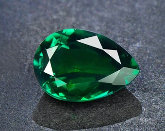 Zambia Emerald Loose Stone,Lab Created Faceted Pear Shape Gemstone Loose