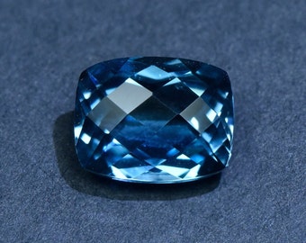 Natural London Blue Topaz Loose Stone,Long Cushion Shape Lattice Plane Faceted Gemstone Loose,for Jewelry Making