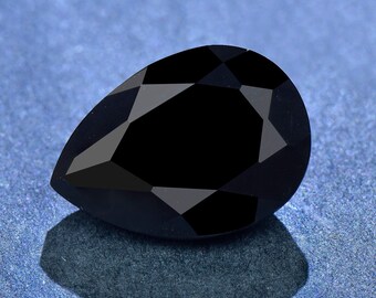 Natural Black Onyx Loose Stone,Pear Shape Faceted Gemstone Loose