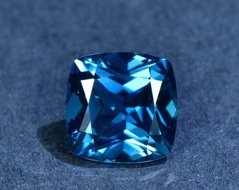 Natural London Blue Topaz Loose Stone,Cushion Cut Faceted Gemstone Loose,for Jewelry Making