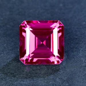 Lab Created Pink Sapphire Loose Stone,Faceted Emerald Cut Gemstone Loose