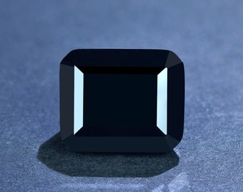 Natural Black Onyx Loose Stone,Emerald Cut Faceted Gemstone Loose,for Jewelry Making