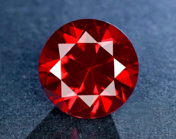 Featured listing image: Pigeon Blood Red Ruby Loose Stone,Lab Created Faceted Round Shape Gemstone Loose