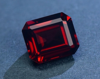Natural Garnet Loose Stone, Emerald Cut Red Gemstone,for Jewelry Making