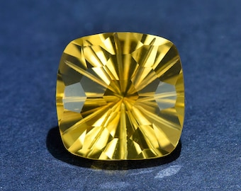 Natural Citrine Loose Stone, Cushion Shape Faceted Yellow Loose Gemstone for Jewellery Making