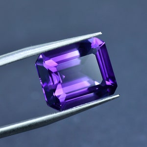 Amethyst Loose Stone Emerald Cut Natural Purple Gemstone for Jewelry Making