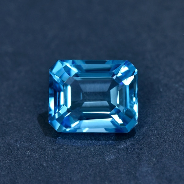 Natural Swiss Blue Topaz Loose Stone,Emerald Cut Topaz Faceted Gemstone Loose,for Jewelry Making