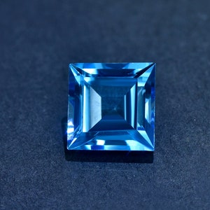 Natural Swiss Blue Topaz Loose Stone,Square Shape Topaz Faceted Gemstone Loose,for Jewelry Making