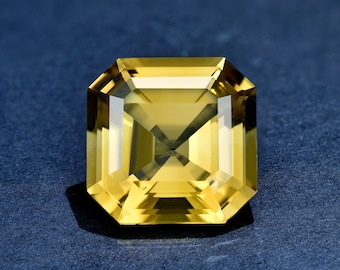 Natural Citrine Loose Gemstone,Asscher Cut Faceted Yellow Loose Stone, for Jewelry Making