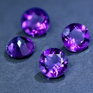Natural Amethyst Loose Stone Round Cut Purple Crystal Gemstone 3 to14mm for Jewelry Making