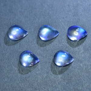 Natural Blue Moonstone Loose Stone,High Quality Pear Shape Plain Flat Back Cabochon Loose Gemstone,for Jewelry Making