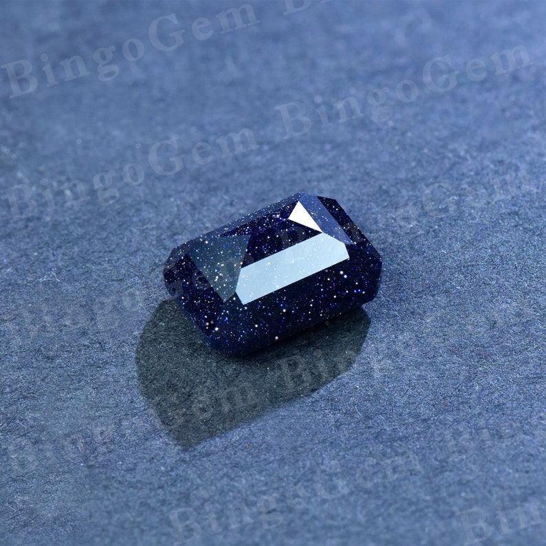 Blå sandsten lös sten, fasetterad smaragdslipad ädelsten lös bild 3