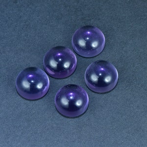 Natural Amethyst Crystal Loose Stone,Round Shape Plain Flat Back Cabochon Purple Loose Gemstone,for Jewelry Making