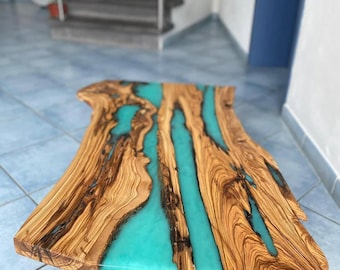 カスタムライブエッジウォールナットウッドリバーテーブル：手作りエポキシ樹脂