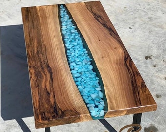Live Edge Epoxy River Table – Handmade Resin Wood Dining Table – Modern Rustic Decor – Custom Furniture Gift for Home or Office&quot;