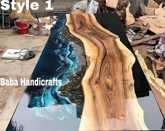 Live Edge Epoxy Table | Handmade River Resin Tabletop | Custom Wood Dining Table | Rustic Modern Furniture | Gift for Home