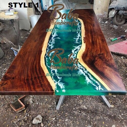 Oak Epoxy Resin River Dining Table Etsy
