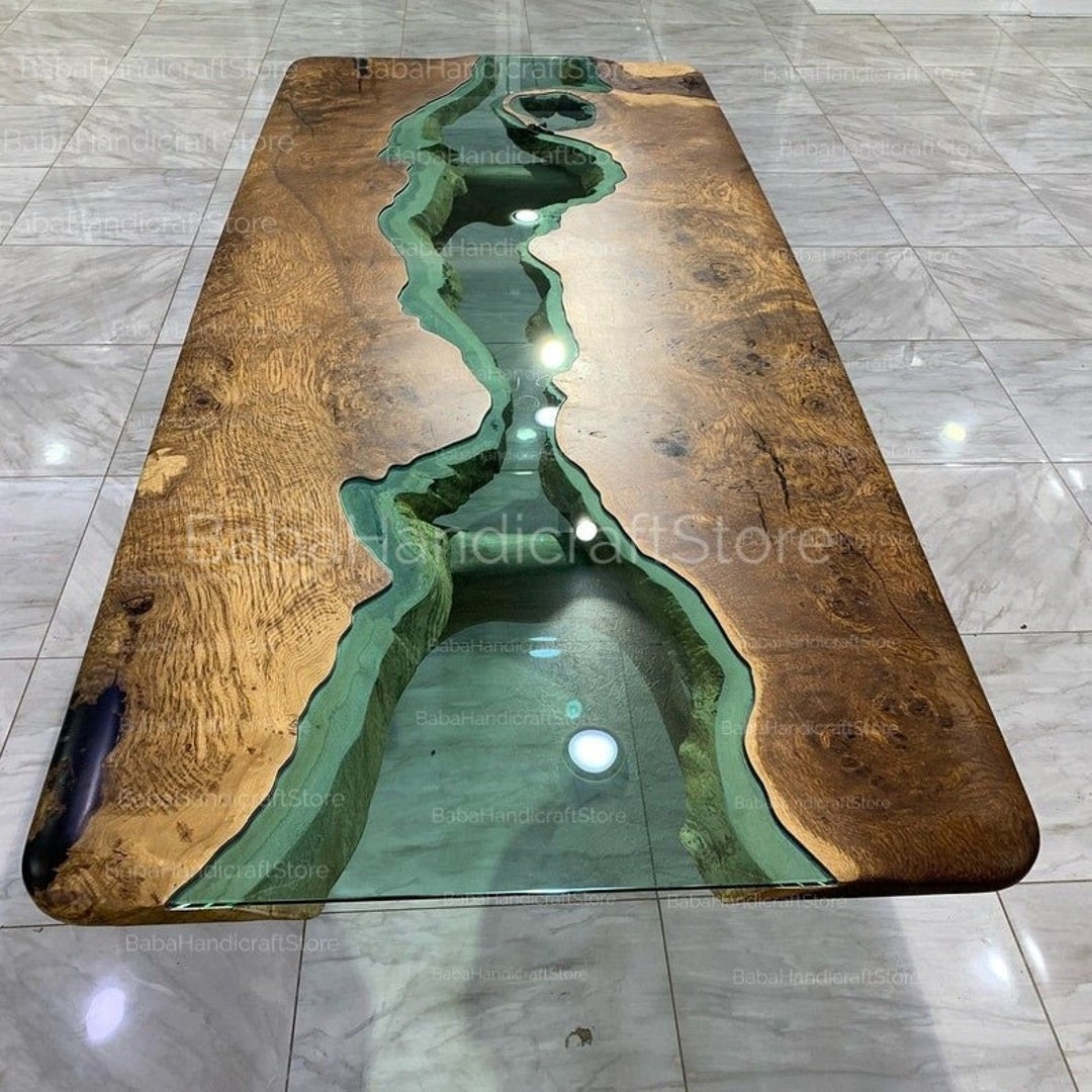 Live Edge Epoxy River Table – Handmade Resin Wood Dining Table – Modern ...