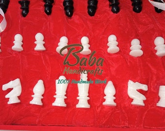 Marble stone chess peices Fine game board's chess pieces hand carved vintage unique best for birthday gift king height 2 inches