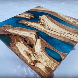 Handmade Live Edge Acacia Wood Epoxy River Table Top