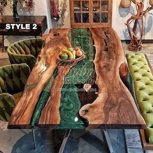 Live Edge Epoxy Tisch | Handgemachter Fluss Harz Tabletop | Benutzerdefinierte Holz Esstisch | Rustikale Moderne Möbel | Geschenk für Zuhause
