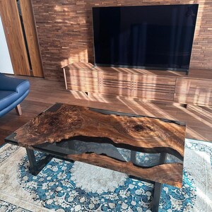 Handmade Live Edge Acacia Wood Epoxy River Table Top