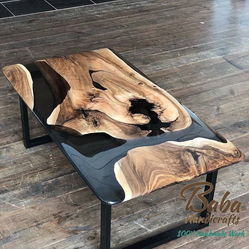 Epoxy Resin Dining Table, Large kitchen table with river table top