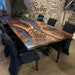 Luxury epoxy wooden Dining Table Long Walnut Tables Blue epoxy Table top , Resin River Tables Live Edge Table River Table ocean resin table 
