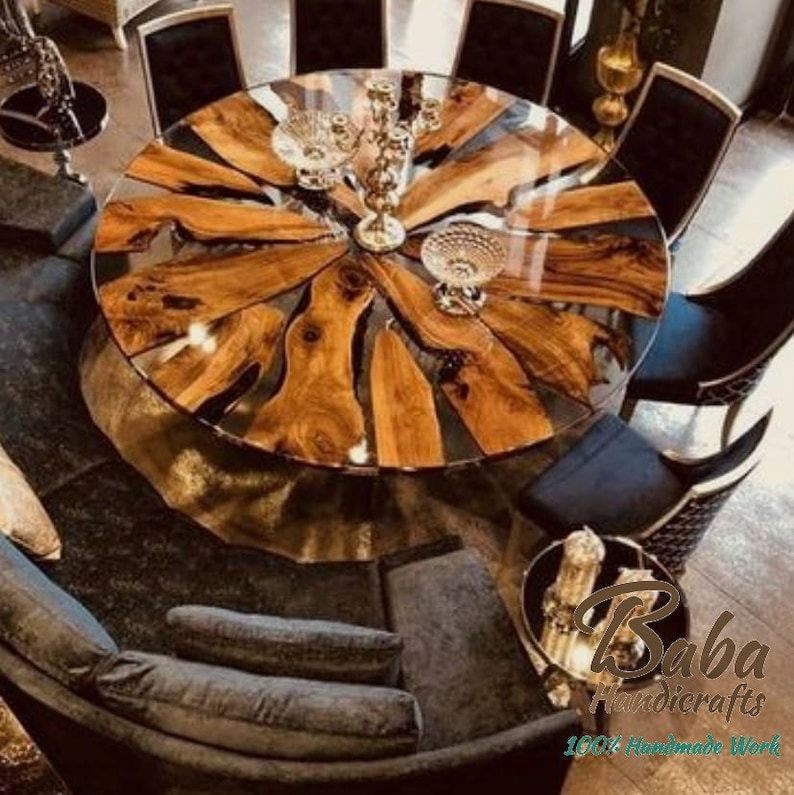 Epoxy Center Table Top, made of Natural Wood