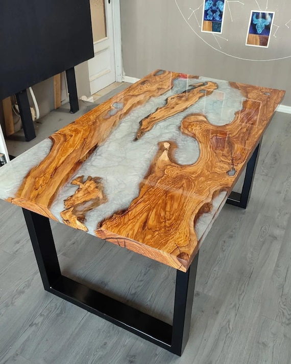 Handmade Live Edge Acacia Wood Epoxy River Table Top