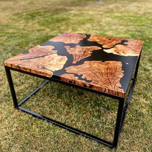 Tablero de mesa de madera de acacia de río hecho a mano: mesa de comedor de resina epoxi de lujo