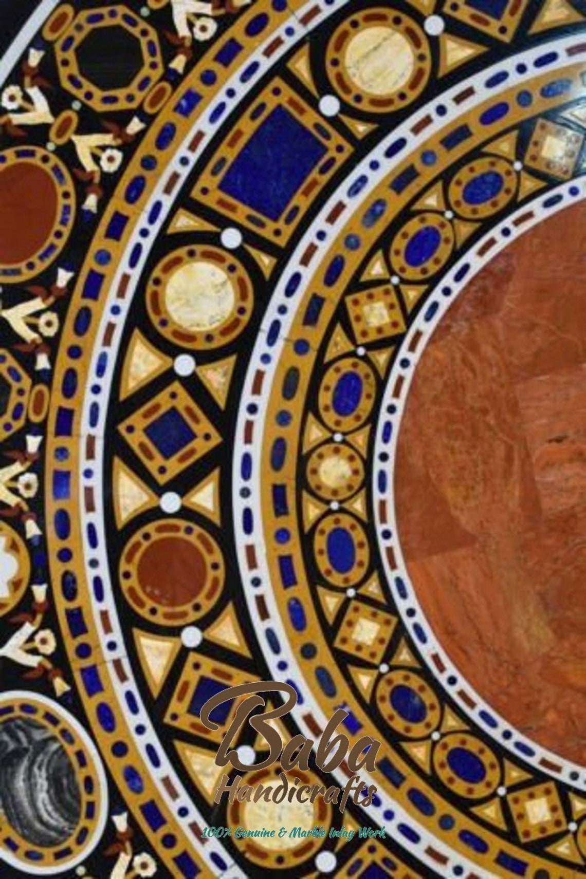 Fine Round Black Marble Dining Table Top Semi Precious Stone Etsy