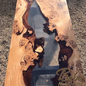Handmade Live Edge Acacia Wood Epoxy River Tabletop: Custom Rustic Furniture