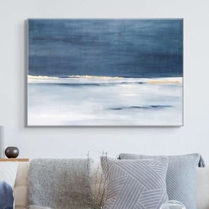 Abstract Ocean Painting, Original Coastal Canvas Art with Gold Leaf, Made-To-Order