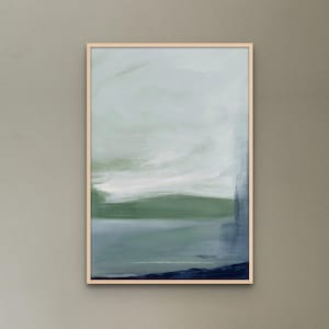 Abstract Landscape Print Coastline Wall Art Minimalist Landscape Artwork Blue and Green Modern Seascape Coastal Wall Decor Unframed