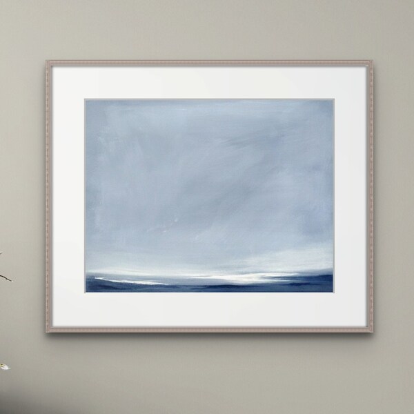 Ocean Print on Paper, Coastal Wall Art Blue Ocean Artwork for Beach House Decor, Calm Seascape Nautical Artwork, Home Gift